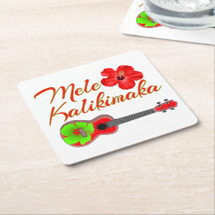 Porta-copo De Papel Quadrado Mele Kalikimaka