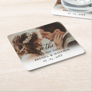 Porta-copo De Papel Quadrado Melhor Juntar Foto De Script Para Salvar A Data