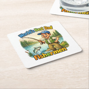 Porta-copo De Papel Quadrado Melhor Pai Pescador do Lago Ideia Divertida de Pre