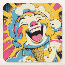 Porta-copo De Papel Quadrado Melting Joy – Ice Cream Pop Art Explosion