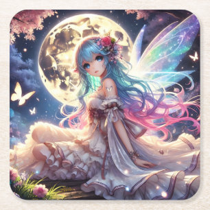 Porta-copo De Papel Quadrado Menina Anime Princesa Fada da Lua no Jardim