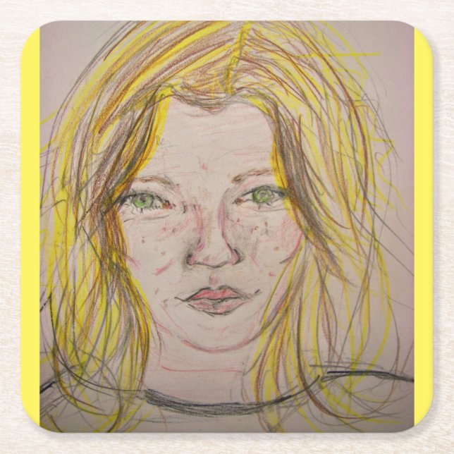 Porta-copo De Papel Quadrado Menina Modelo (Frente)