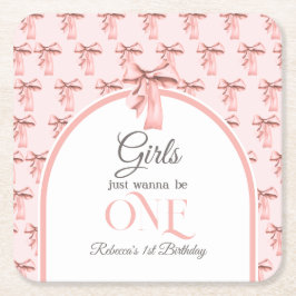 Porta-copo De Papel Quadrado Meninas só querem ser um Arco rosa primeiro aniver