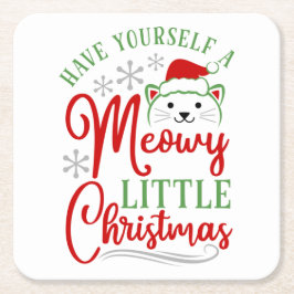 Porta-copo De Papel Quadrado Meowy Little Christmas