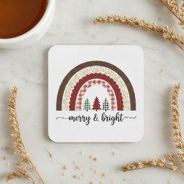 Porta-copo De Papel Quadrado Merry and Bright Christmas – Festive holiday