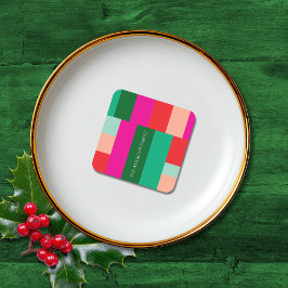 Porta-copo De Papel Quadrado Merry Christmas Color Block 