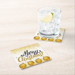 Porta-copo De Papel Quadrado Merry Christmas Holiday Party Glitter