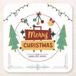 Porta-copo De Papel Quadrado Merry Christmas Modern Minimalist Style Coaster