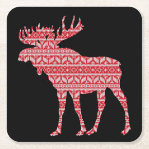 PORTA-COPO DE PAPEL QUADRADO MERRY CHRISTMAS MOOSE