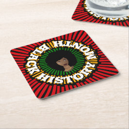Porta-copo De Papel Quadrado Mês da História Negra, Raios do Sol, Mulher Negra