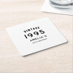 Porta-copo De Papel Quadrado mesa de aniversário retrô vintage preto e branco