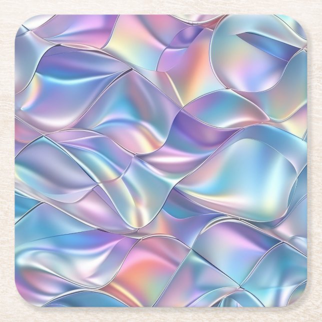 Porta-copo De Papel Quadrado Metálico Iridescente 6 Geométrico (Frente)