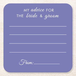 Porta-copo De Papel Quadrado Meu conselho para noiva e noivo casamento roxo e d