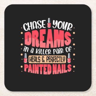 Porta-copo De Papel Quadrado Meus Sonhos Pintaram Unhas