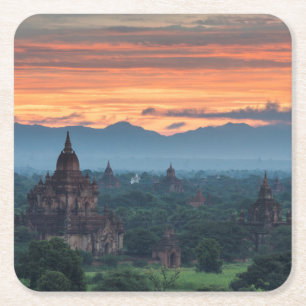Porta-copo De Papel Quadrado Mianmar, Bagan Nascer do Sol