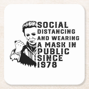 Porta-copo De Papel Quadrado Michael Myers Social Distancing