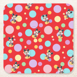Porta-copo De Papel Quadrado Mickey Mouse Polka Dot  red Baby Shower