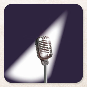 Porta-copo De Papel Quadrado Microfone do Palco Retroativo