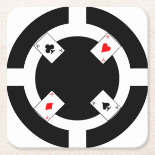 Porta-copo De Papel Quadrado Microplaqueta de póquer - preto