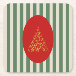 Porta-copo De Papel Quadrado Mid century christmas tree with Golden star