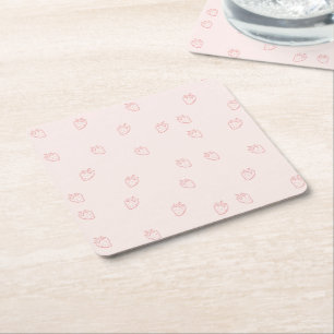 Porta-copo De Papel Quadrado Minimalismo de Morango