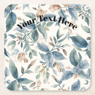 Porta-copo De Papel Quadrado Minimalist Botanical Harmony – Soft Green & Beige 