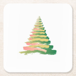 Porta-copo De Papel Quadrado Minimalist Brushstroke Christmas Tree