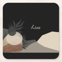 Porta-copo De Papel Quadrado Minimalist Earth Tones Boho "Live" 