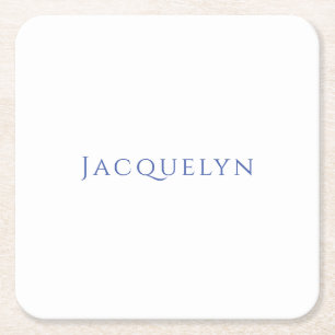 Porta-copo De Papel Quadrado Minimalista Azul Branco Simples Elegante Moderno N