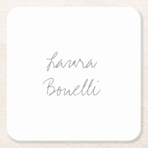 Porta-copo De Papel Quadrado Minimalista Profissional Moderno Seu Nome