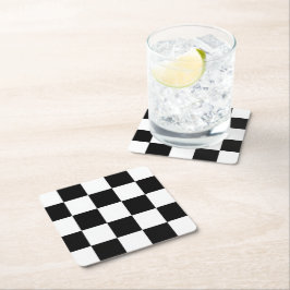 Porta-copo De Papel Quadrado Minimalista Xadrez Retro – Streetwear Monocromátic