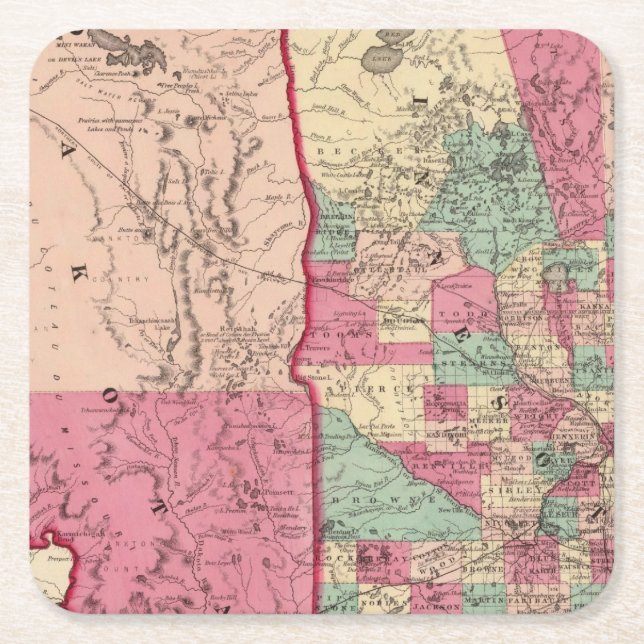 Porta-copo De Papel Quadrado Minnesota e Dakota (Frente)
