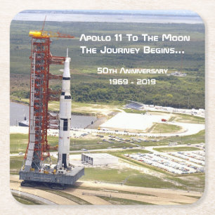 Porta-copo De Papel Quadrado Missão Apollo 11 no Aniversário da Lua