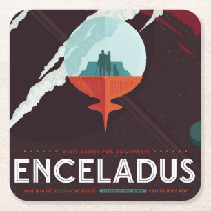 Porta-copo De Papel Quadrado Missão De Poster-Cassini Do Espaço Retroativo A Sa