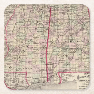 Porta-copo De Papel Quadrado Mississippi e Alabama