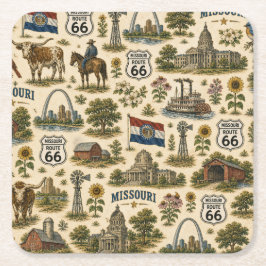 Porta-copo De Papel Quadrado Missouri Route 66 Rios Sips
