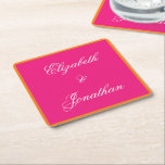 Porta-copo De Papel Quadrado Mistura e Casamento Minimalista de Elevação do Sol<br><div class="desc">Coleção de casamento colorida e vibrante com tons brilhantes cor-de-rosa e laranja. Misturar cores e combinar</div>