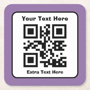 Porta-copo De Papel Quadrado Modelo de Código QR Escaneável c/ Texto Editável