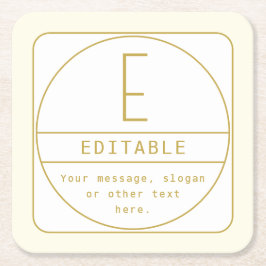 Porta-copo De Papel Quadrado Modelo de design retro-moderno editável dourado e 