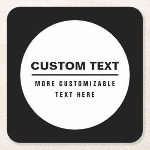 Porta-copo De Papel Quadrado Modelo de texto personalizável simples e negrito