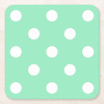 Porta-copo De Papel Quadrado Modelo elegante de pontos brancos verdes da casa<br><div class="desc">Porta copos de papel quadrado elegante de pontos brancos verdes da casa de Modelo.</div>