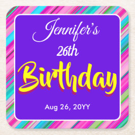 Porta-copo De Papel Quadrado Modelo personalizado de aniversário com listras de