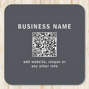 Porta-copo De Papel Quadrado Modelo simples para seu código QR   Cinza Escura