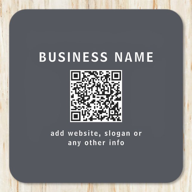 Porta-copo De Papel Quadrado Modelo simples para seu código QR | Cinza Escura (Criador carregado)