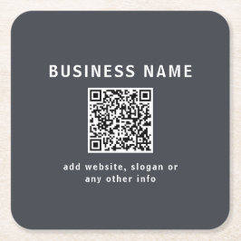 Porta-copo De Papel Quadrado Modelo simples para seu código QR | Cinza Escura