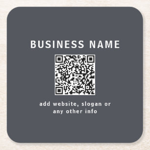 Porta-copo De Papel Quadrado Modelo simples para seu código QR   Cinza Escura