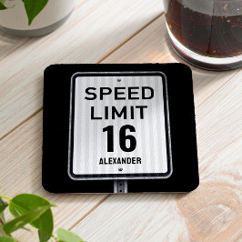 Porta-copo De Papel Quadrado Modern 16th Birthday Speed Sign