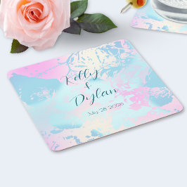 Porta-copo De Papel Quadrado Modern Abstract Pastel Wedding Paper Coaster