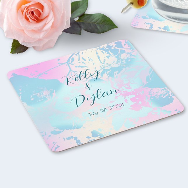 Porta-copo De Papel Quadrado Modern Abstract Pastel Wedding Paper Coaster (Criador carregado)