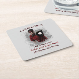 Porta-copo De Papel Quadrado Modern Baseball Catching Fifty Men's 50th Birthday